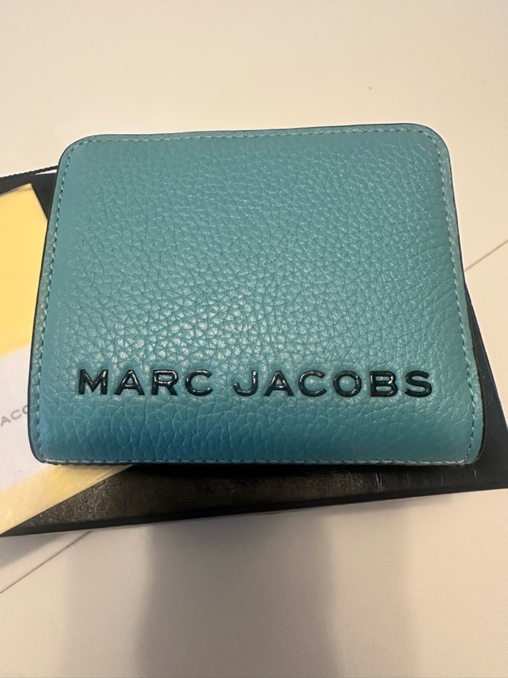 Marc Jacobs Turquoise Pebbled Leather Card Wallet